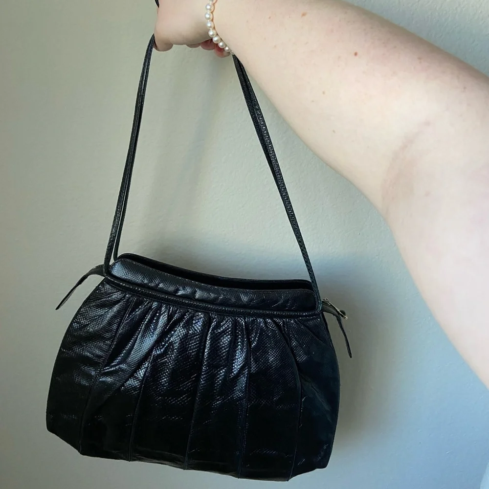 Judith lieber snakeskin leather bag, 1980’s